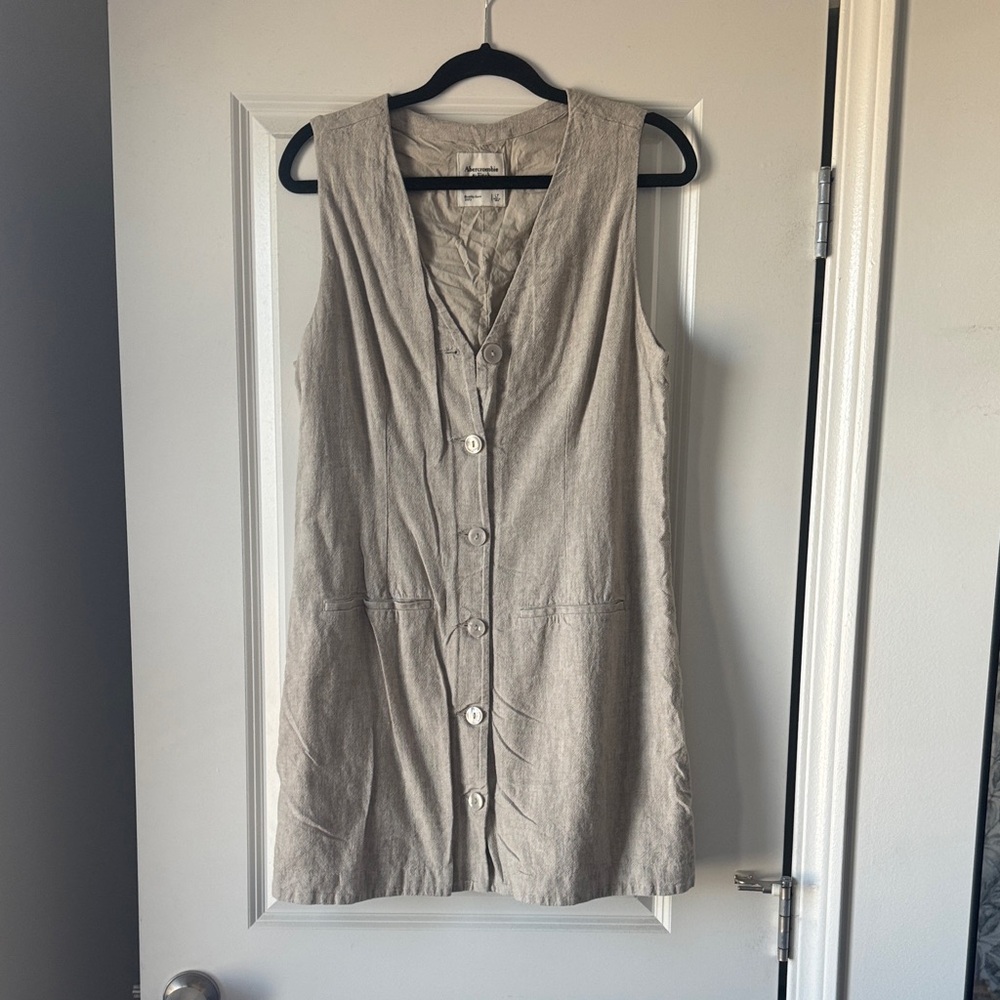 Abercrombie & Fitch Beige Button-Front Mini Dress